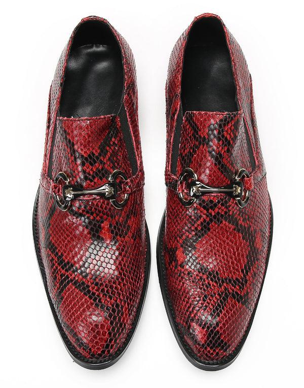 Santimon Mens Red Dress Slip On Penny Loafers