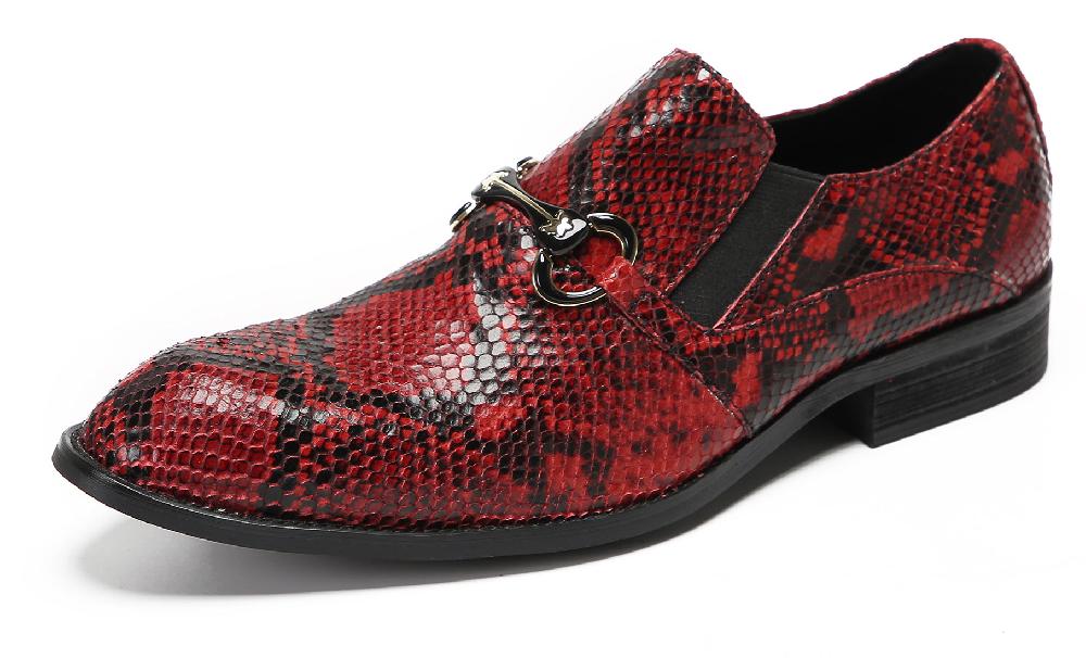 santimon Mens Red Dress Slip On Penny Loafers