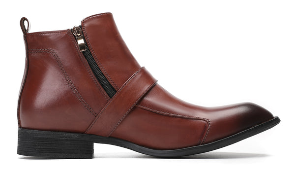 Santimon Mens Zipper Buckles Casual Ankle Boots