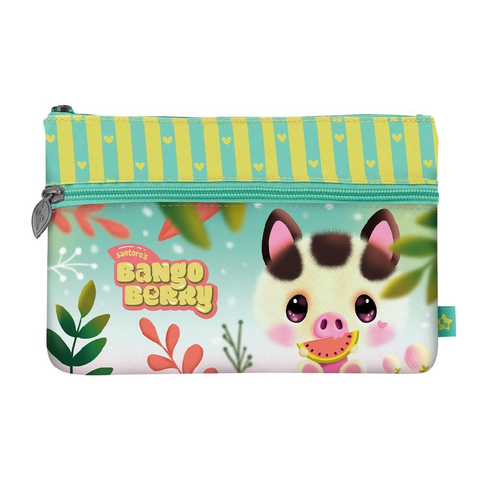Santoro London Bangoberry - Flat Pencil Case With Pocket - Piggy Pig