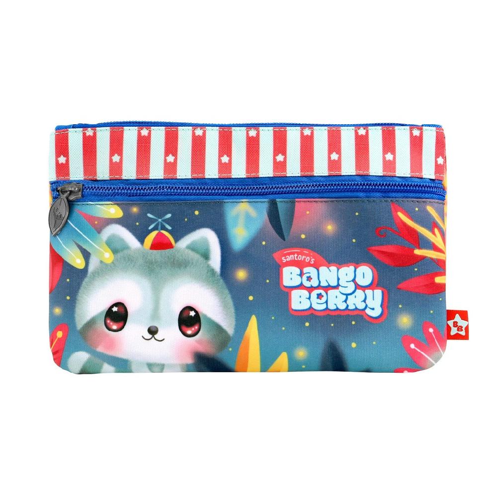 santoro london Bangoberry - Flat Pencil Case with Pocket - Remy Raccoon