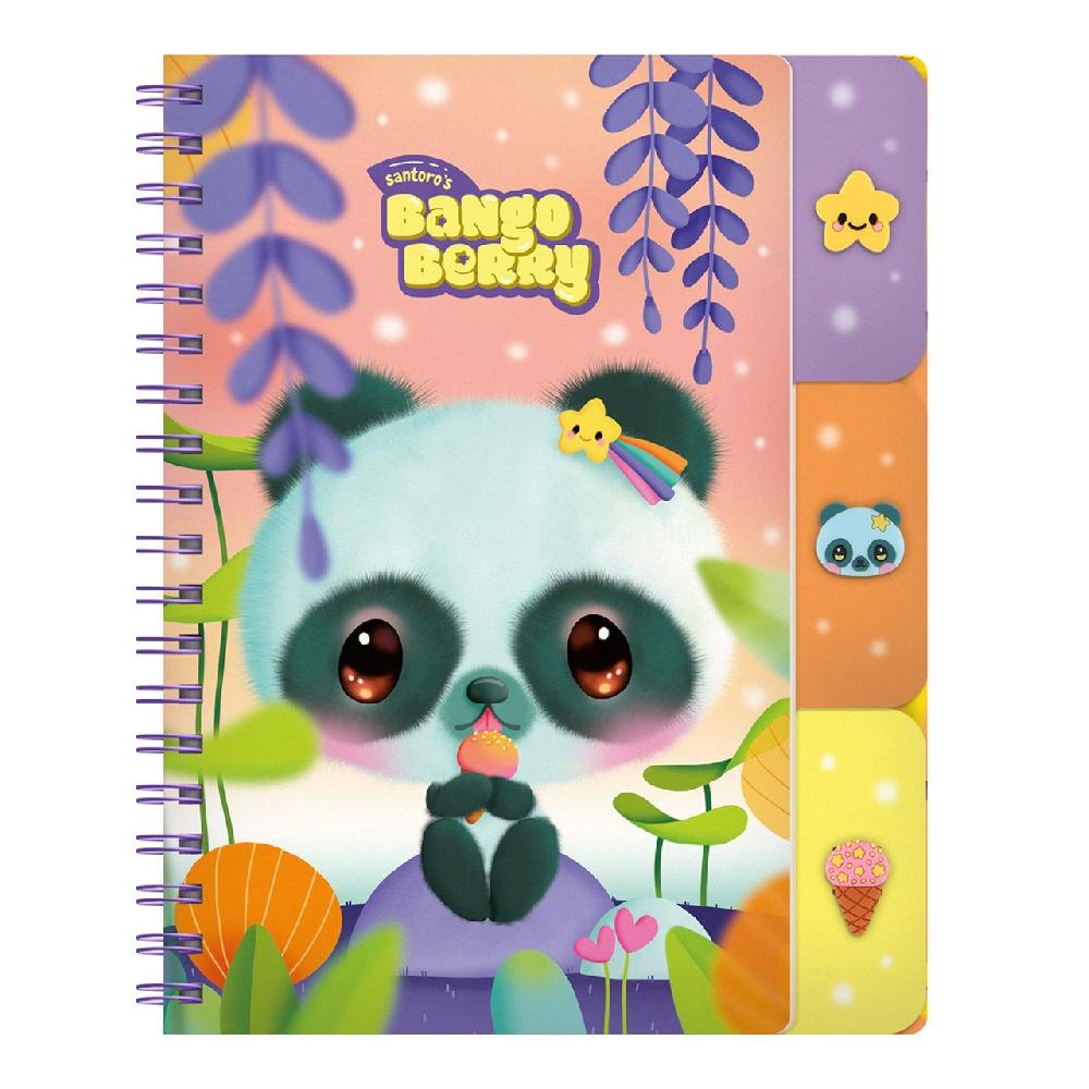 Santoro London Bangoberry - Notebook With Dividers And Bangobobs - Pally Panda