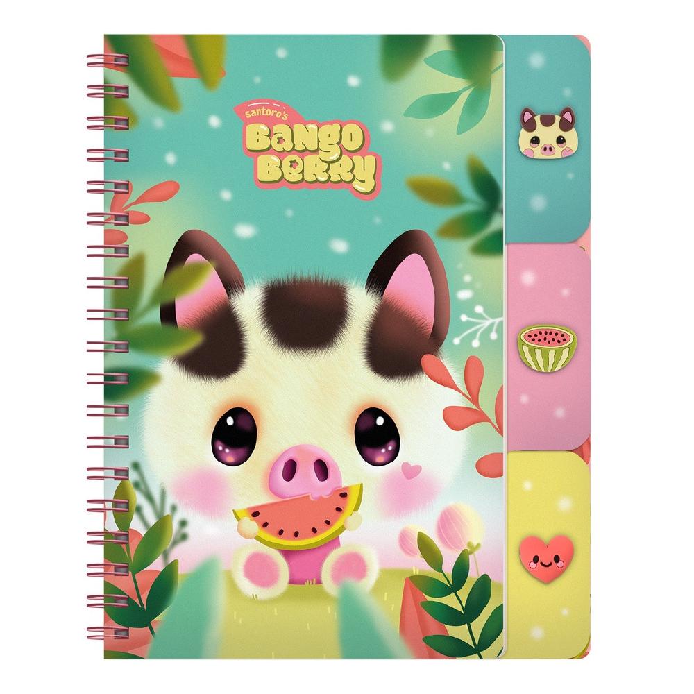 Santoro London Bangoberry - Notebook With Dividers And Bangobobs - Piggy Pig