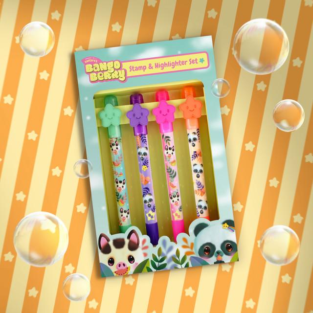 Santoro London Bangoberry - Rolling Stamp And Highlighter Pen Set - Bangoberry