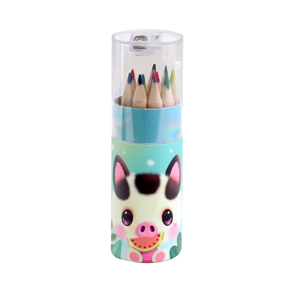 santoro london Bangoberry - Set of 12 Colouring Pencils with Sharpener - Piggy Pig