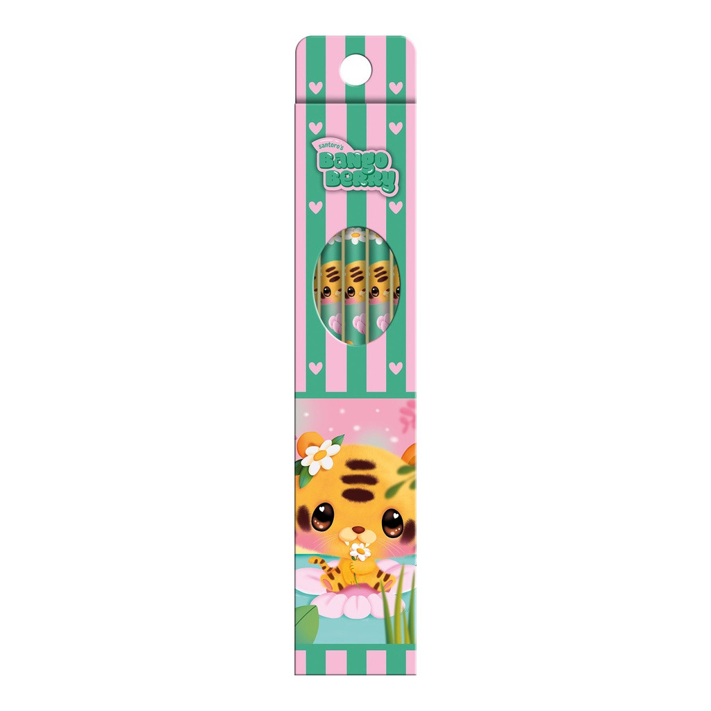 santoro london Bangoberry - Set of 5 pencils - Tiggy Tiger