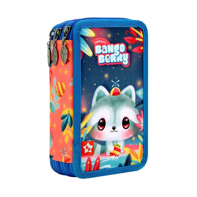 Santoro London Bangoberry - Triple Filled Pencil Case - Remy Raccoon