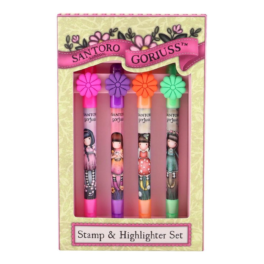 santoro london Gorjuss - Rolling Stamp and Highlighter Pen Set - In The Forest