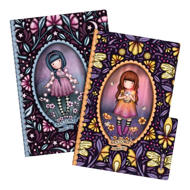 Santoro London Gorjuss - Set Of 2 Stitched Notebooks - Fairy Dusk / Firefly Dawn