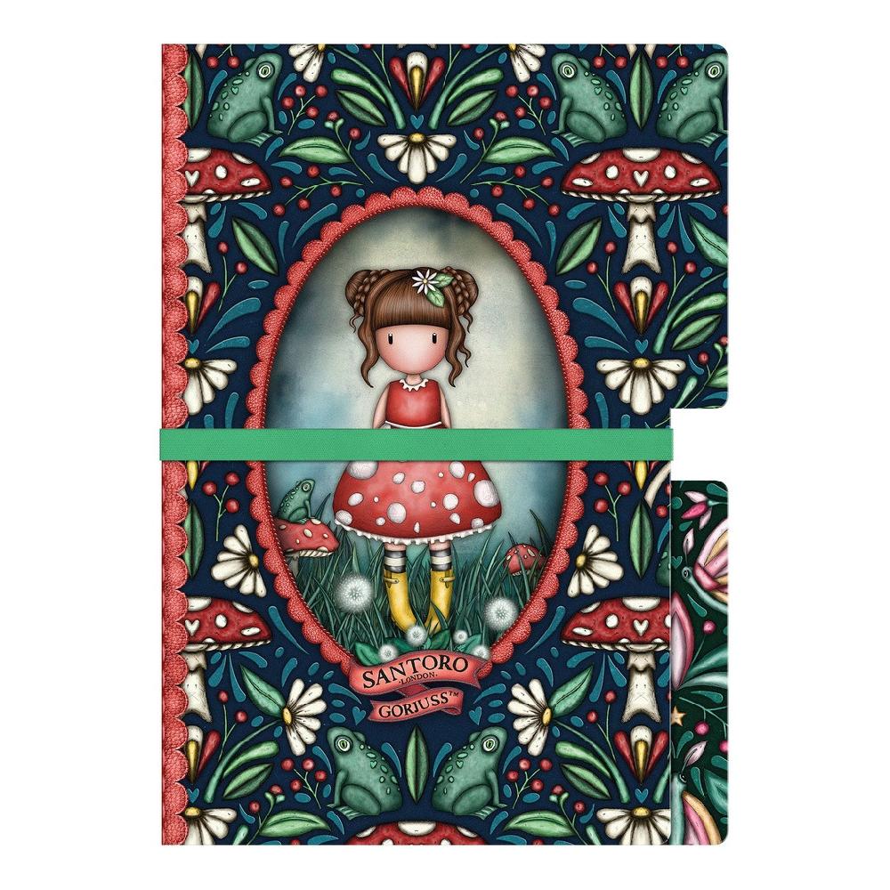 santoro london Gorjuss - Set of 2 Stitched Notebooks - Little Mushroom / Woodland Wildflower