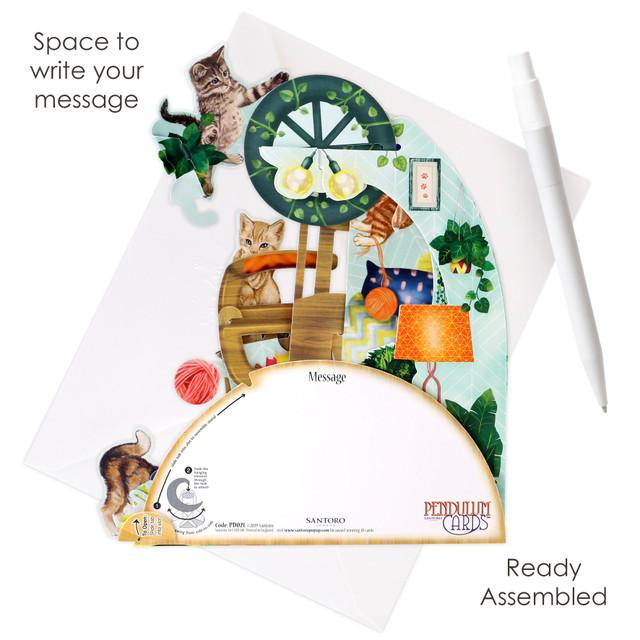 Santoro London Pendulum Cards - Cats On A Rocking Chair