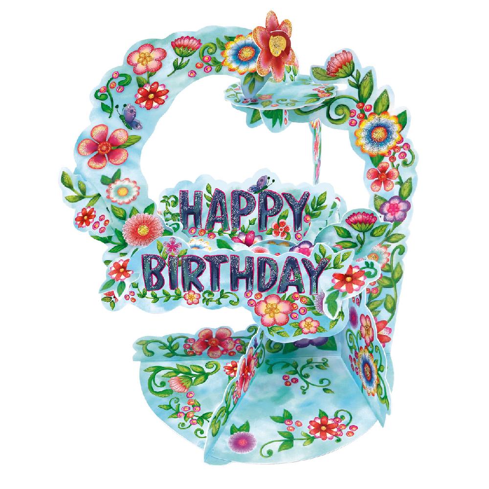 santoro london Pendulum Cards - Happy Birthday - Floral