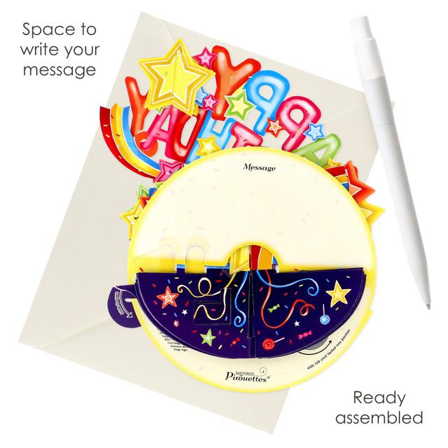 Santoro London Pirouettes Card - Happy Birthday - Shooting Stars