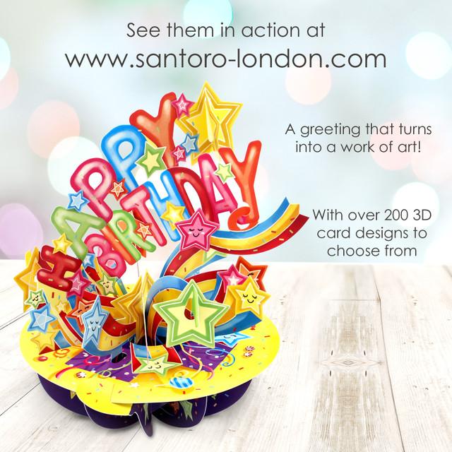 Santoro London Pirouettes Card - Happy Birthday - Shooting Stars