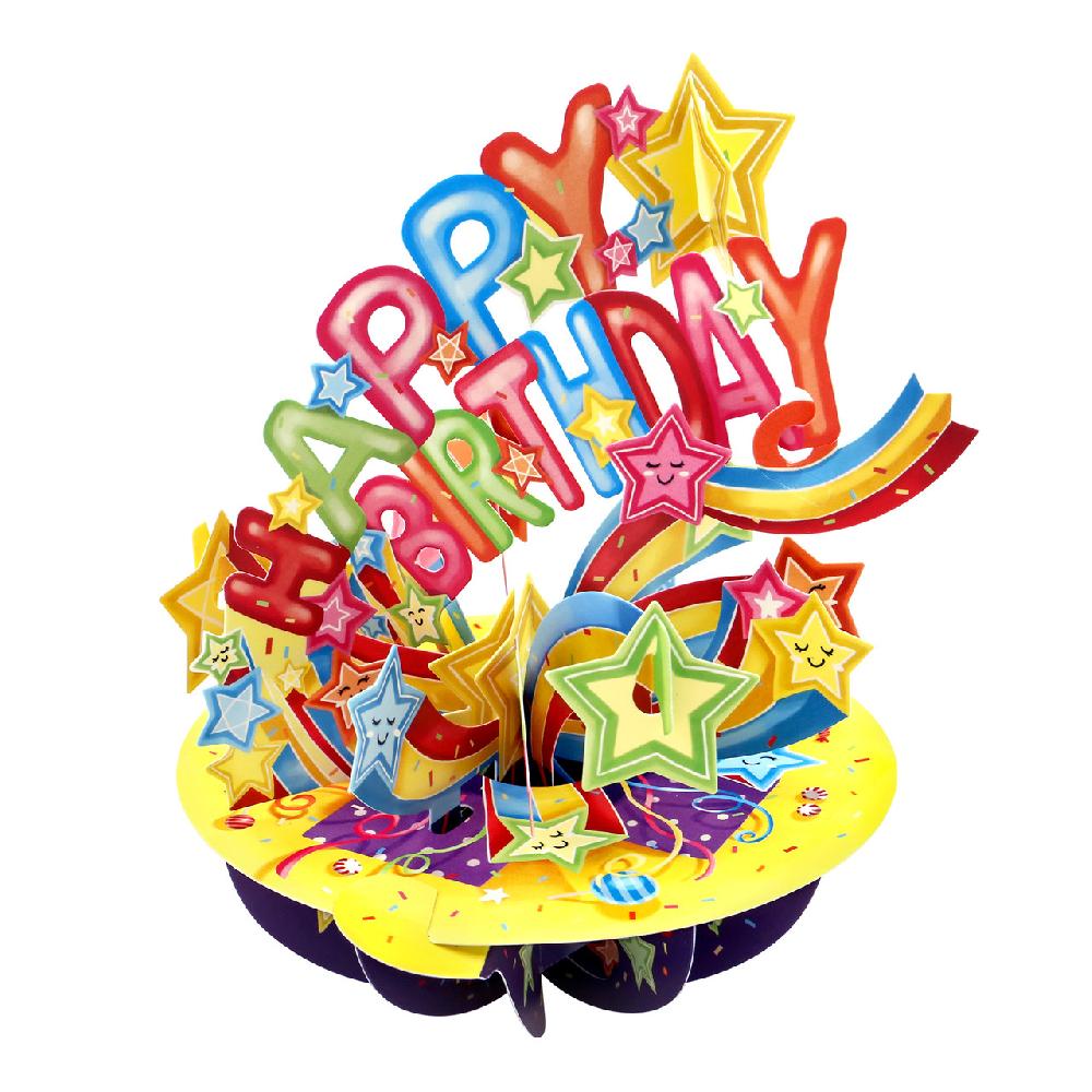 santoro london Pirouettes Card - Happy Birthday - Shooting Stars