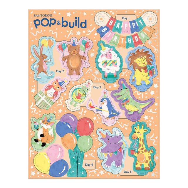 Santoro London Pop And Build Countdown - Party Animals