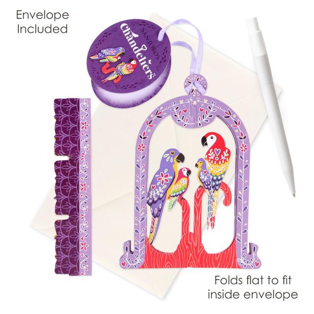 Santoro London Chandeliers Cards - Birdcage - Macaws