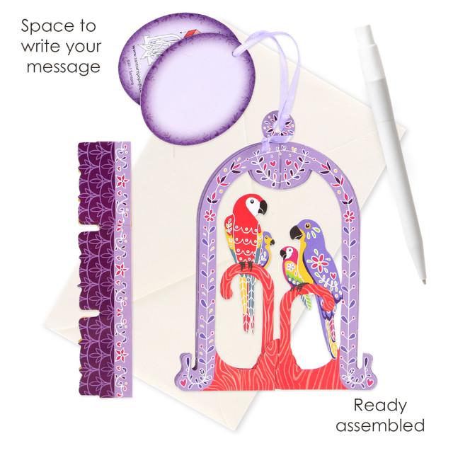 Santoro London Chandeliers Cards - Birdcage - Macaws