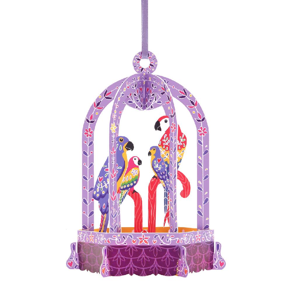 santoro london Chandeliers Cards - Birdcage - Macaws