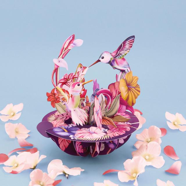 Santoro London Pirouettes Card - Hummingbirds (Blush)