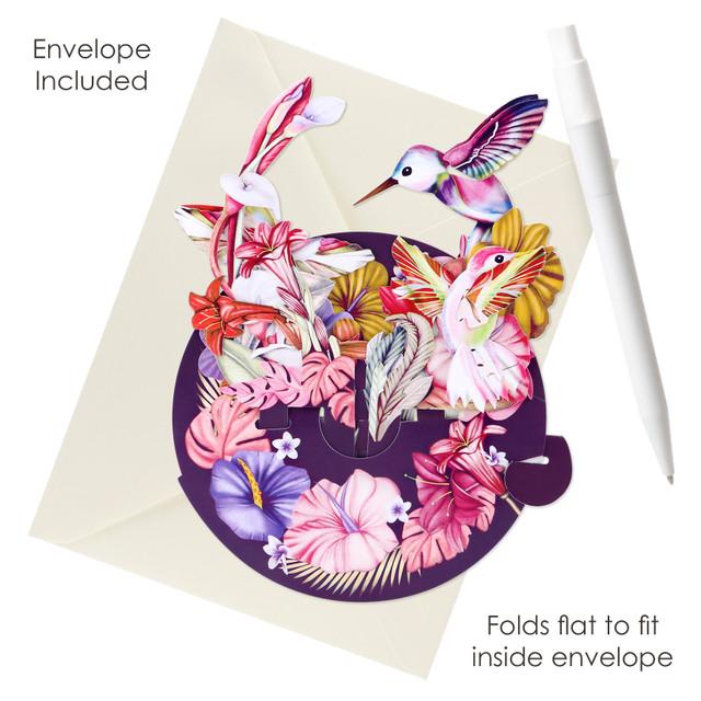 Santoro London Pirouettes Card - Hummingbirds (Blush)