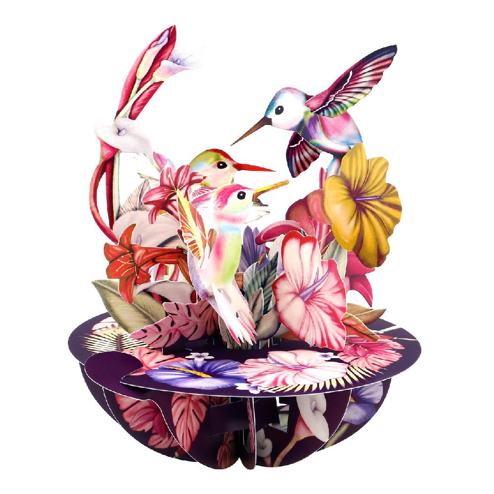 santoro london Pirouettes Card - Hummingbirds (Blush)