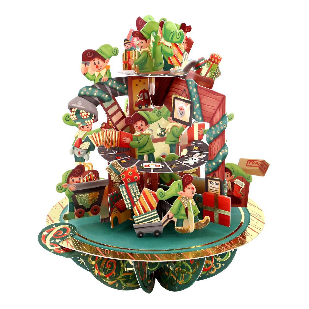 santoro london Pirouettes Card - Santa's Workshop