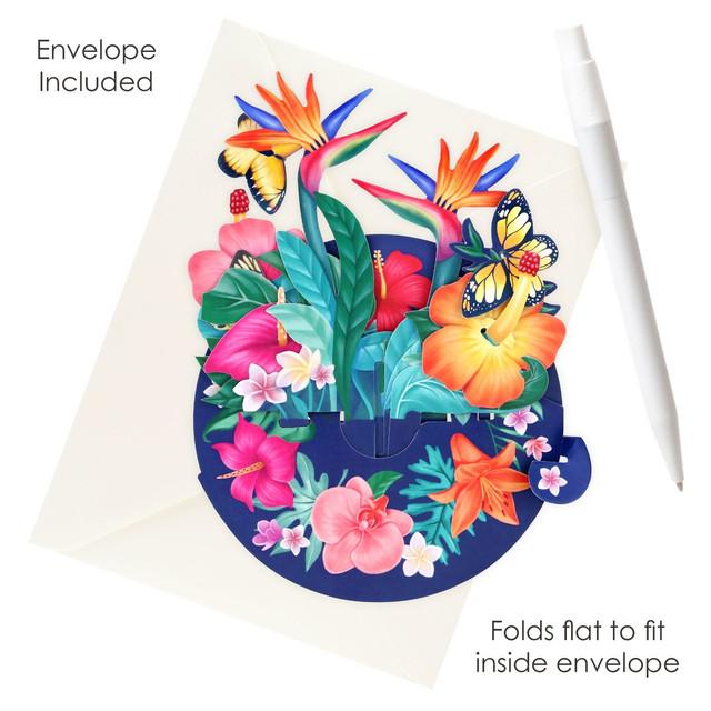 Santoro London Pirouettes Card - Tropical Flowers