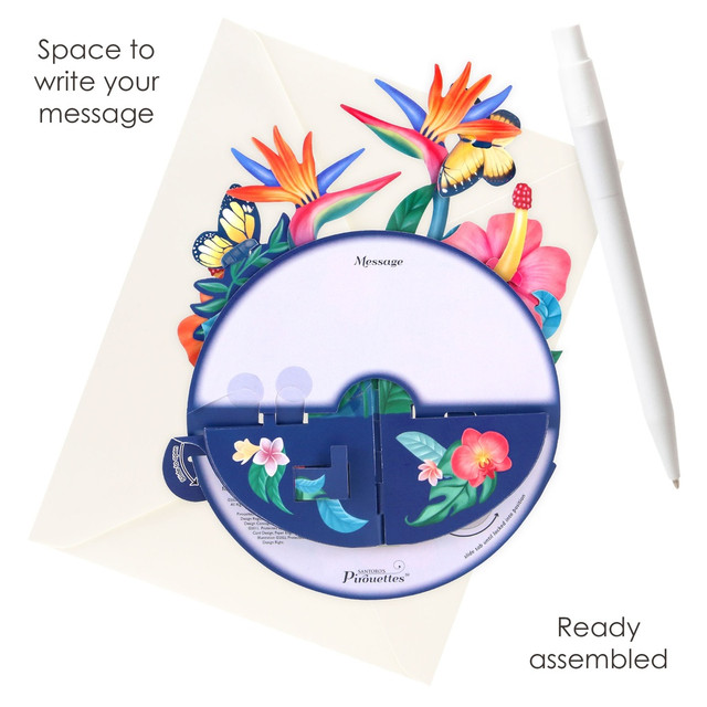 Santoro London Pirouettes Card - Tropical Flowers