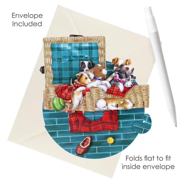 Santoro London Pirouettes - Puppies In A Basket