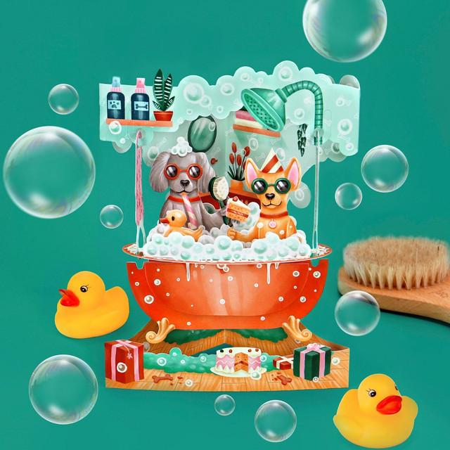 Santoro London Swing Cards - Doggy Bath Time