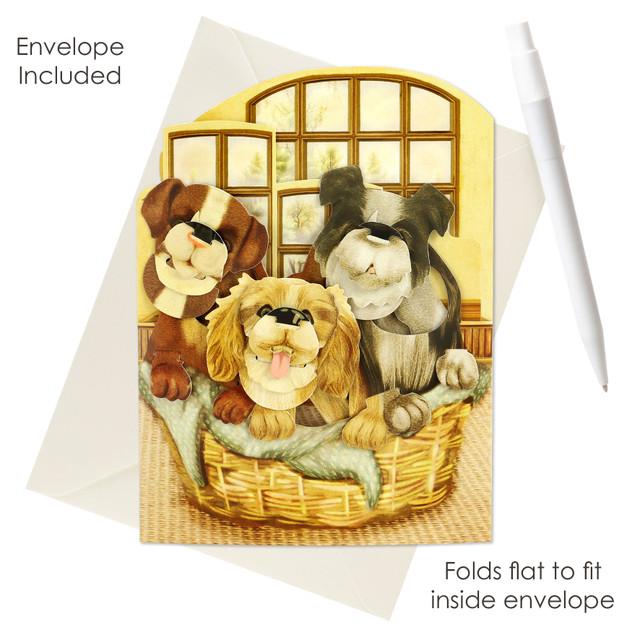 Santoro London Swing Cards - Puppies In A Basket