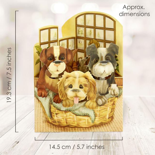 Santoro London Swing Cards - Puppies In A Basket