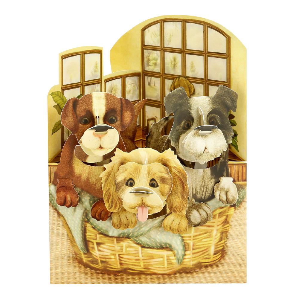 santoro london Swing Cards - Puppies In A Basket