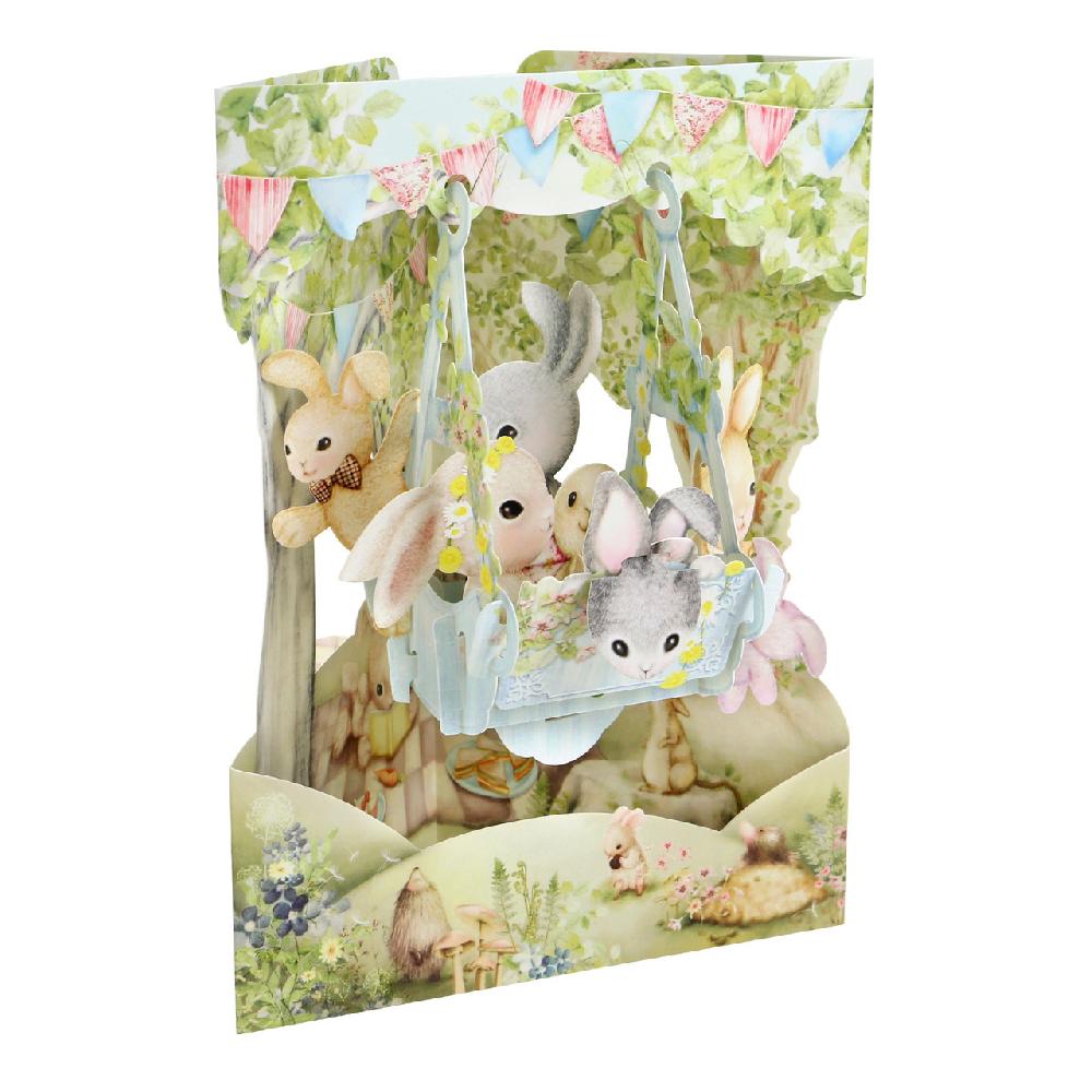 santoro london Swing Cards - Rabbits On A Swing Boat