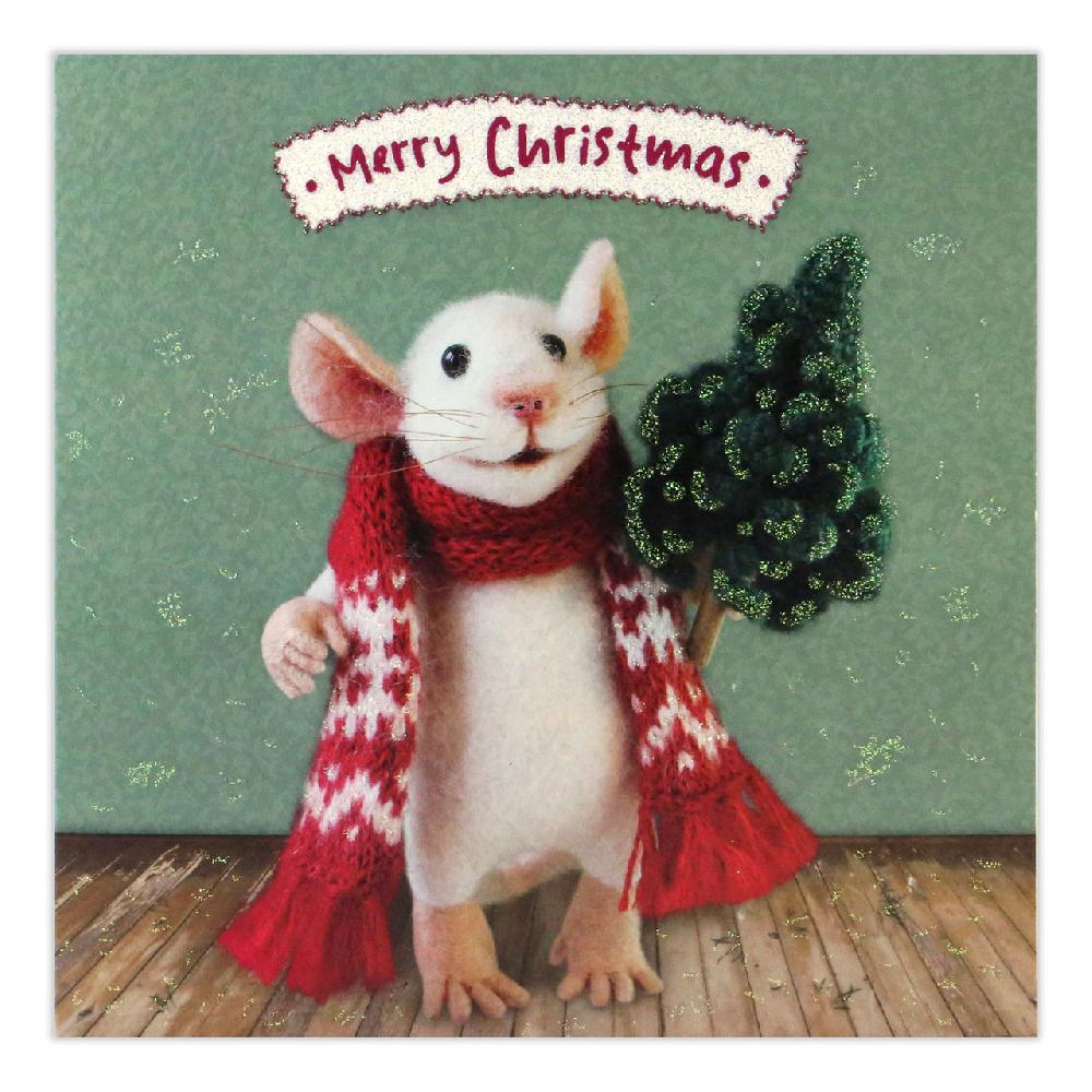 santoro london Tiny Squee Mousies - Christmas Tree Mouse - Merry Christmas