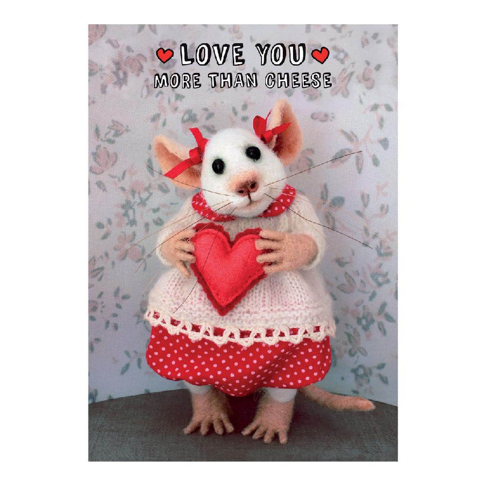 santoro london Tiny Squee Mousies - Love You More Than Cheese