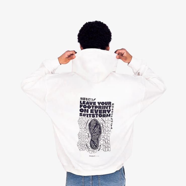 Sanyako Footprint Hoodies White/Black