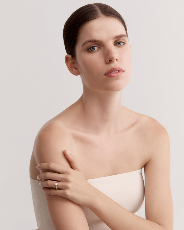 sarah & sebastian Aria Emerald Eternity Engagement Ring