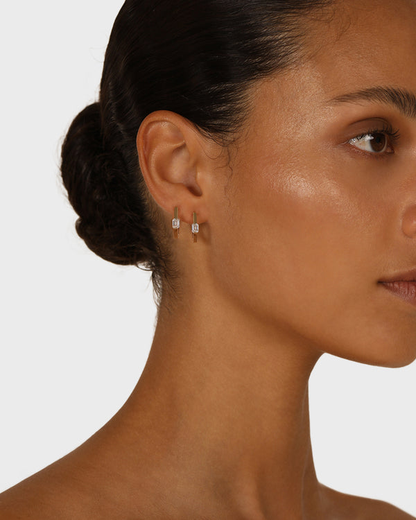 sarah & sebastian Faceted Emerald Hoops