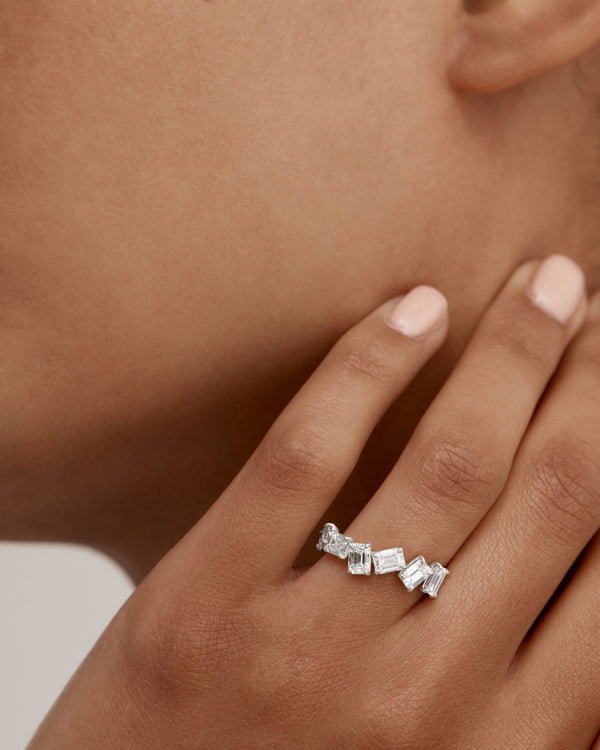 Sarah & Sebastian Half Endless Emerald Diamond Ring