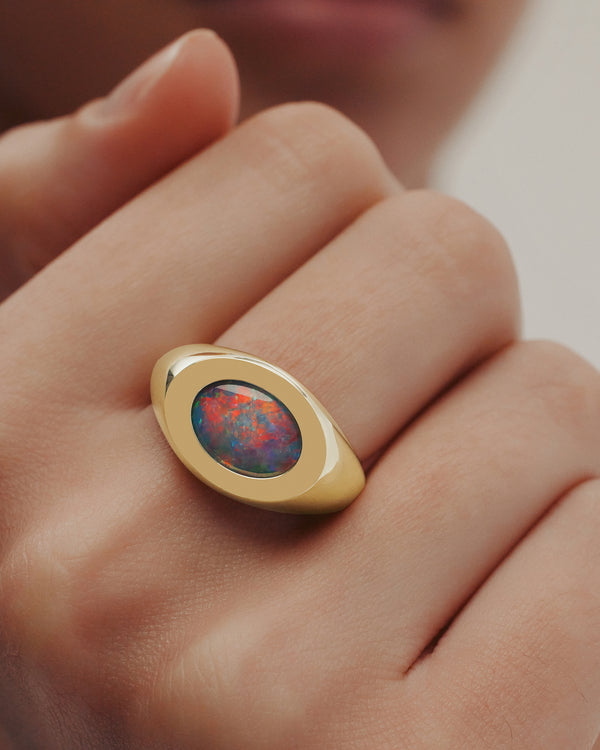 sarah & sebastian Lightning Ridge Opal Signet Ring I
