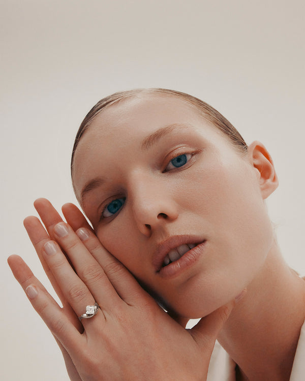 sarah & sebastian Marine Asscher Engagement Ring