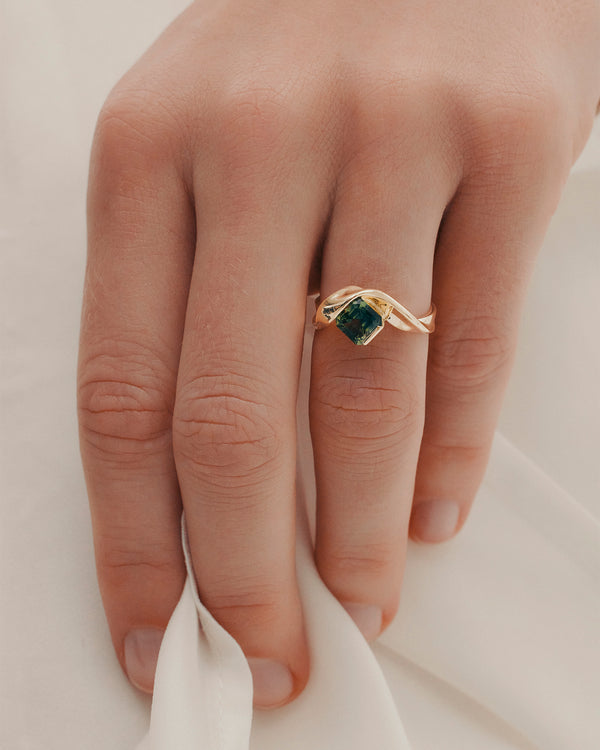 Sarah & Sebastian Marine Asscher Sapphire Ring