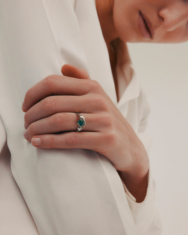 Sarah & Sebastian Marine Asscher Sapphire Ring