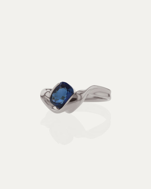 Sarah & Sebastian Marine Cushion Sapphire Ring