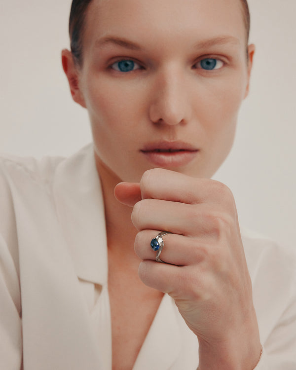 sarah & sebastian Marine Cushion Sapphire Ring