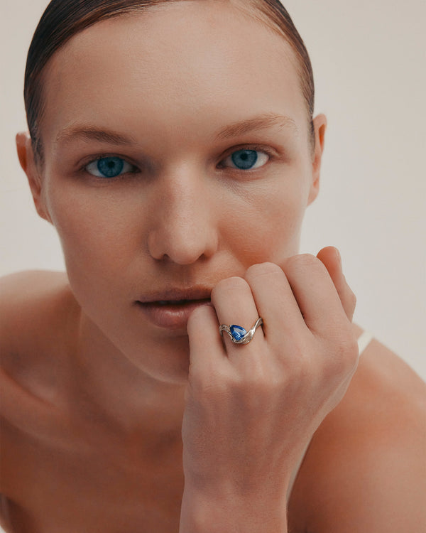 sarah & sebastian Marine Pear Sapphire Ring I