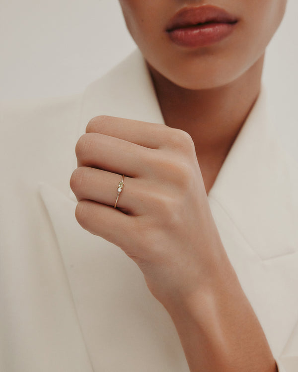 Sarah & Sebastian Micro Sand Diamond Peridot Ring