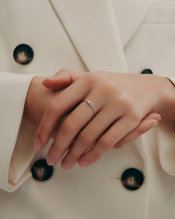 Sarah & Sebastian Micro Sand Diamond Peridot Ring